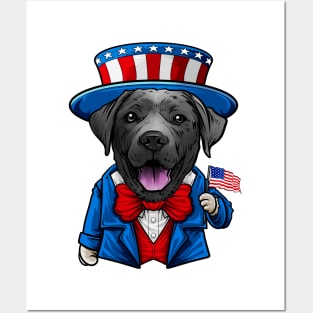 Fourth of July Black Labrador Retriever Posters and Art